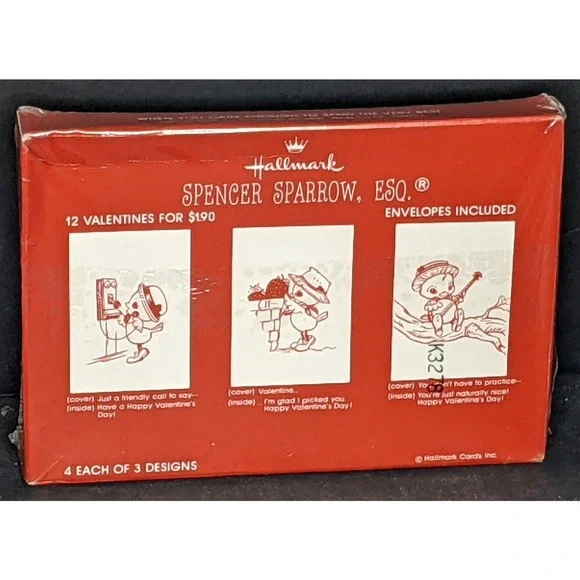 Vtg New in Box 12 Valentine Cards Envelopes 3 designs Spencer Sparrow 4 x 6" - Picture 2 of 4